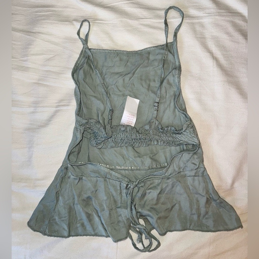 Sage Green Fairy Core Sleeveless Blouse 'Don't Ask Why' NYC - Picture 2 of 4